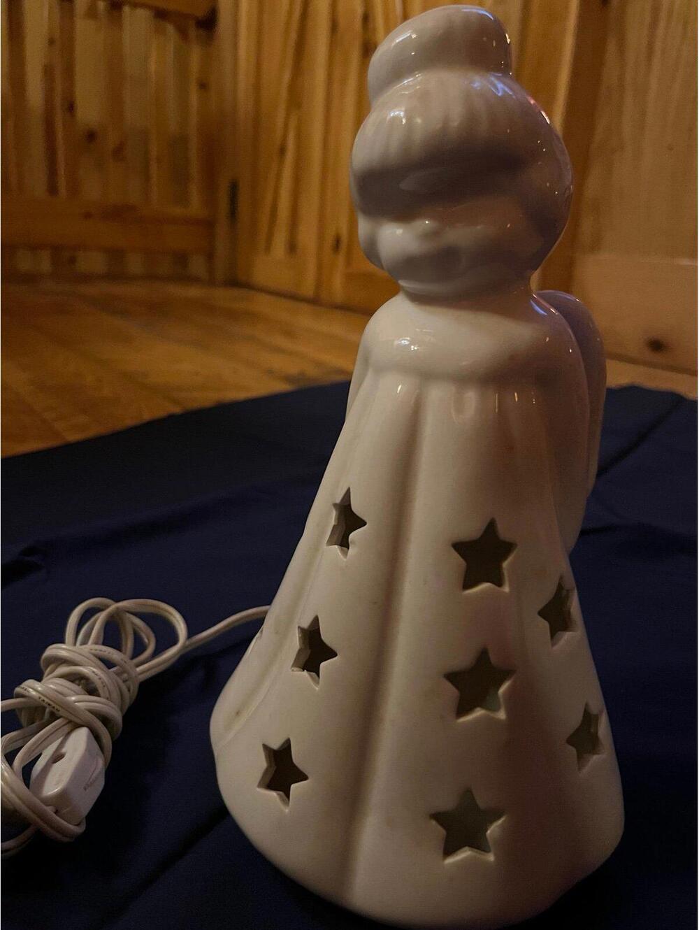 Vintage Star Angel Ceramic Electric Lamp 9.5” Portable Works by Underwriters Lab